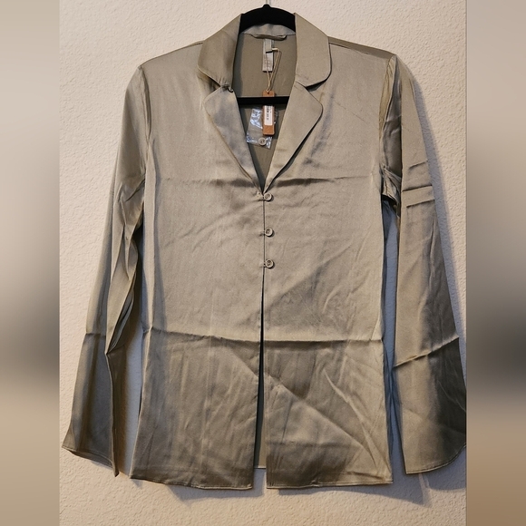 Skims Silk PJ Top in Talc